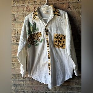 Leopard Print White Blouse